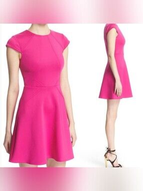 Ted Baker Pink Cap Sleeved Skater Dress